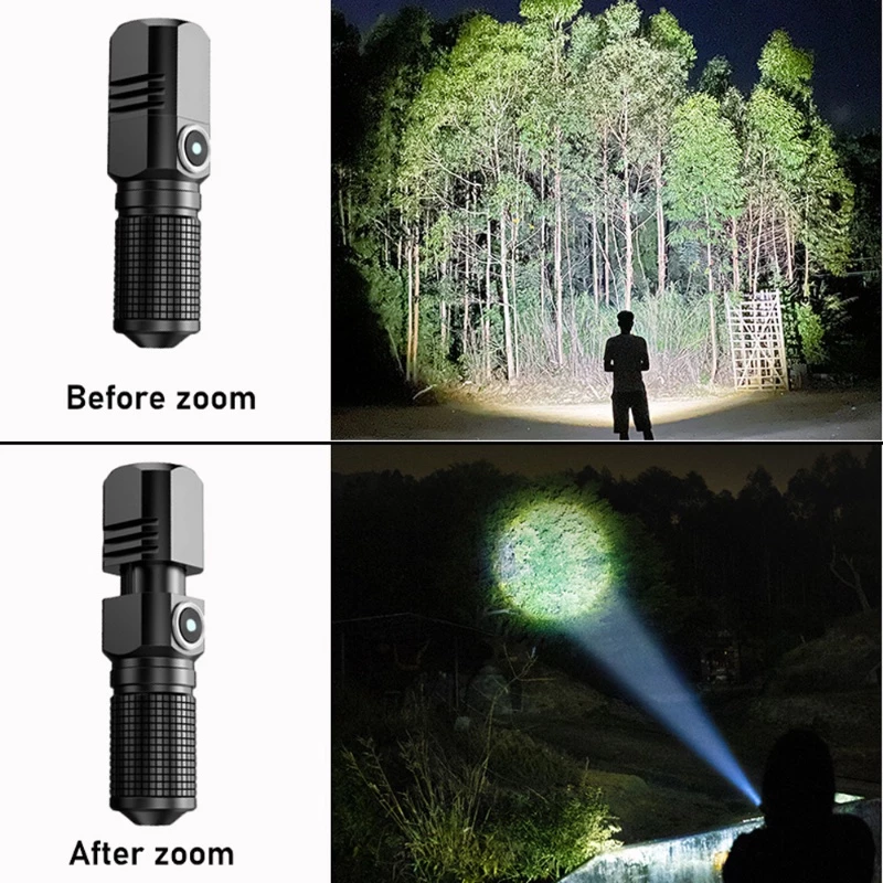10000 LM mini powerful led flashlight xhp50 built-in battery 3 modes usb rechargeable flash light edc torch lamp flashlights - 图片 7