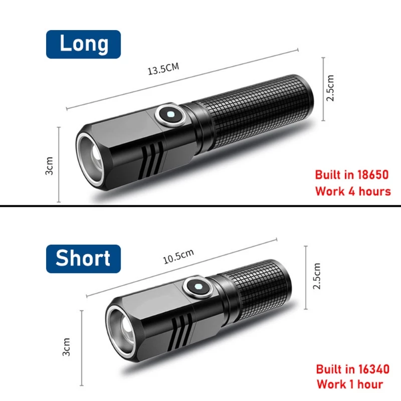 10000 LM mini powerful led flashlight xhp50 built-in battery 3 modes usb rechargeable flash light edc torch lamp flashlights - 图片 2